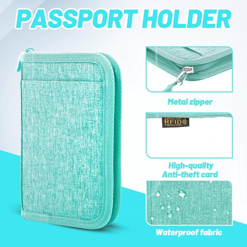 EPIMA Passport Holder for Travel Essentials, RFID Blocking Protector Passport Wallets, Passport Document Organizer Case for Travel Must Have, Passport Book for Women, Couple, Family Cards, Tickets, ID, Cash - Image 3